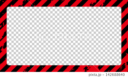 A worn, retro-looking frame with diagonal stripes in red and black warning colors. Stripes that warn of danger or errors. 142688640