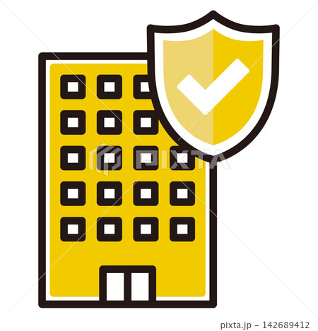 ビルを危機から守るイラスト　企業　オフィス　マンション　集合住宅　シェアハウス 142689412