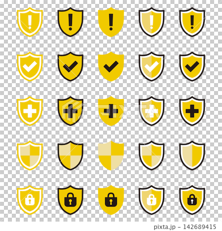 Security mark illustration set - yellow 142689415