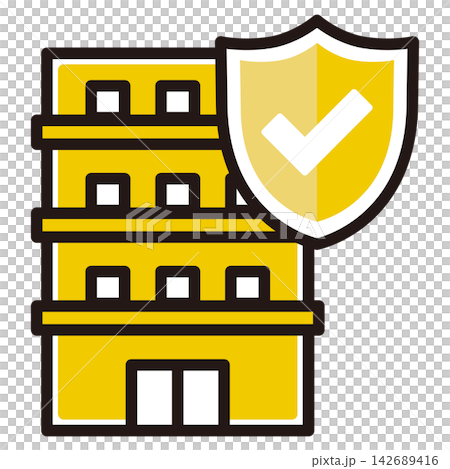 Illustrations protecting apartment buildings from danger. Illustrations protecting apartment buildings from danger. 142689416