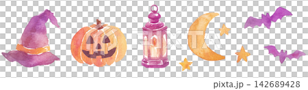 A gentle watercolor Halloween illustration A gentle watercolor Halloween illustration 142689428
