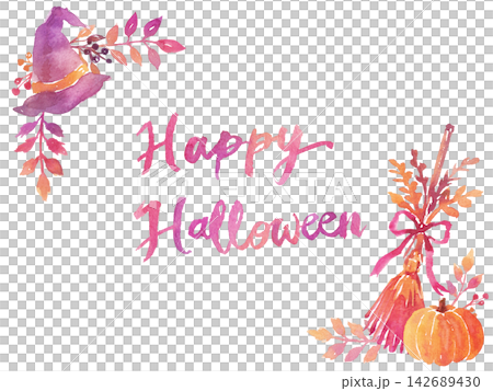 A Halloween card with a gentle watercolor touch. A Halloween card with a gentle watercolor touch. 142689430