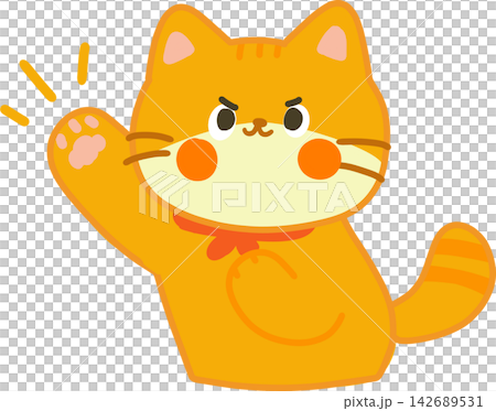 Orange Cat Waving Orange Cat Waving 142689531