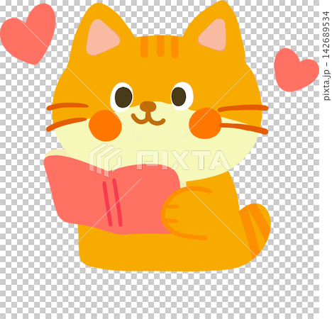Orange Cat Reading Book Orange Cat Reading Book 142689534