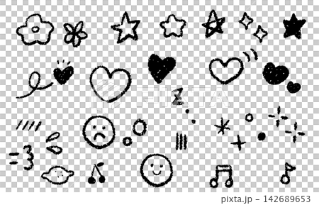 A set of cute, hand-drawn line art icons. A set of cute, hand-drawn line art icons. 142689653