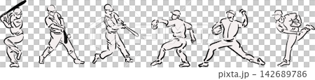筆觸棒球插畫 筆觸棒球插畫 142689786