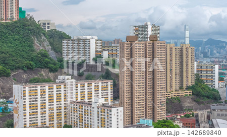 Aug 23 2026 Hong Kong Lai King Estate residential blocks along hillside Aug 23 2026 Hong Kong Lai King Estate residential blocks along hillside 142689840