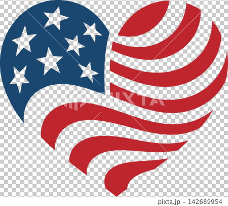 American Flag Heart with Stars and Stripes Patriotic Illustration American Flag Heart with Stars and Stripes Patriotic Illustration 142689954