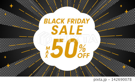 黒背景にゴールドの放射線と「BLACK FRIDAY SALE」が映えるセール素材 黒背景にゴールドの放射線と「BLACK FRIDAY SALE」が映えるセール素材 142690078