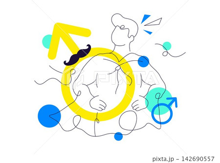 International Men's Day Vector Illustration Featuring Male Symbols, Mustache, Shirt, Equality, Brotherhood, Awareness, and Community Support 142690557