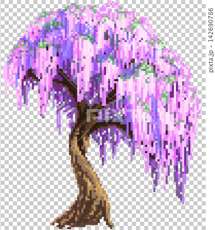 Wisteria tree in pixel art 142690786