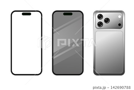 新型 スマートフォン 表 裏 iphone 18Pro モックアップ シルバー 新型 スマートフォン 表 裏 iphone 18Pro モックアップ シルバー 142690788