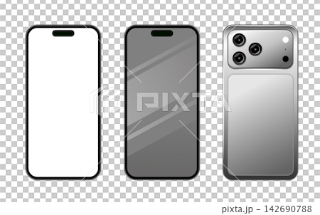 New Smartphone Front and Back iPhone 18 Pro Mockup Silver New Smartphone Front and Back iPhone 18 Pro Mockup Silver 142690788