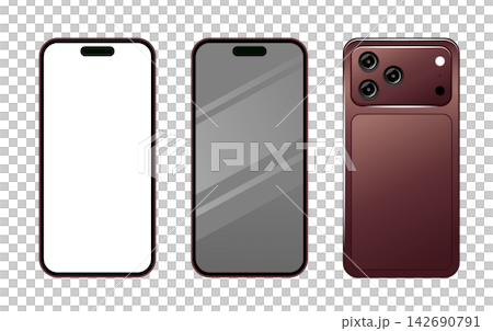 New Smartphone Front and Back iPhone 18 Pro Mockup Burgundy New Smartphone Front and Back iPhone 18 Pro Mockup Burgundy 142690791