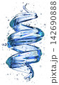 Blue Glass Spiral With Water Bubbles Abstract Fluid Art for Creative Design and Visual Impact 142690888
