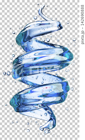 Blue Glass Spiral With Water Bubbles Abstract Fluid Art for Creative Design and Visual Impact Blue Glass Spiral With Water Bubbles Abstract Fluid Art for Creative Design and Visual Impact 142690888