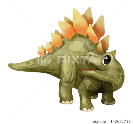 Watercolor stegosaurus dinosaur isolated PNG file, featuring a cute hand-drawn plated prehistoric herbivore creature character on a transparent background. Watercolor stegosaurus dinosaur isolated PNG file, featuring a cute hand-drawn plated prehistoric herbivore creature character on a transparent background. 142691758