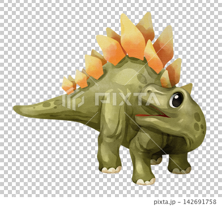 Watercolor stegosaurus dinosaur isolated PNG file, featuring a cute hand-drawn plated prehistoric herbivore creature character on a transparent background. Watercolor stegosaurus dinosaur isolated PNG file, featuring a cute hand-drawn plated prehistoric herbivore creature character on a transparent background. 142691758