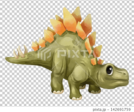 Watercolor stegosaurus dinosaur isolated PNG file, featuring a cute hand-drawn plated prehistoric herbivore creature character on a transparent background. Watercolor stegosaurus dinosaur isolated PNG file, featuring a cute hand-drawn plated prehistoric herbivore creature character on a transparent background. 142691759