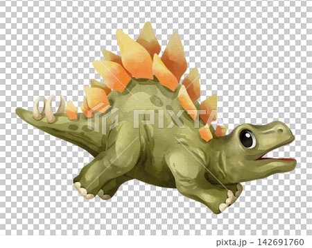 Watercolor stegosaurus dinosaur isolated PNG file, featuring a cute hand-drawn plated prehistoric herbivore creature character on a transparent background. Watercolor stegosaurus dinosaur isolated PNG file, featuring a cute hand-drawn plated prehistoric herbivore creature character on a transparent background. 142691760