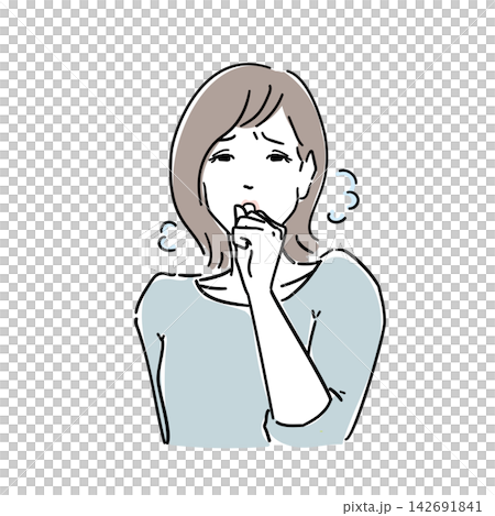 女人咳嗽;感冒或過敏症狀。 女人咳嗽;感冒或過敏症狀。 142691841