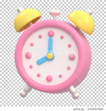 3D illustration of a stylized alarm clock with a transparent background. 3D illustration of a stylized alarm clock with a transparent background. 142692080