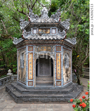 Ornate hexagonal funerary pavilion at Tu Hieu Pagoda in Hue, Vietnam Ornate hexagonal funerary pavilion at Tu Hieu Pagoda in Hue, Vietnam 142692513