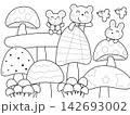 いろんあキノコと動物たちの塗り絵 142693002