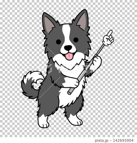 邊境牧羊犬叼著指示棒向上指的插圖(訊息/注意力) 邊境牧羊犬叼著指示棒向上指的插圖(訊息/注意力) 142693004