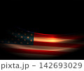 Isolated elegant silhouette of the American flag on a black background 142693029