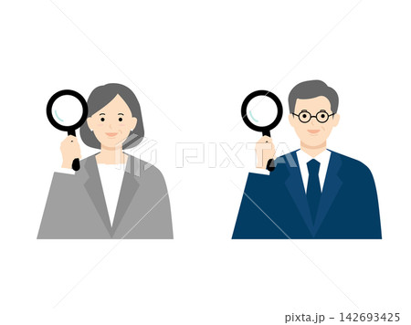 分析をするビジネスパーソンのイメージイラスト 142693425