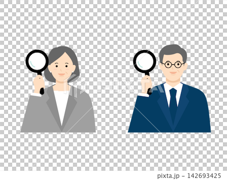 圖中描繪了一位商務人士正在進行分析。 圖中描繪了一位商務人士正在進行分析。 142693425