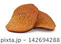 Rye bread rusks close-up on a white background. Isolated 142694288