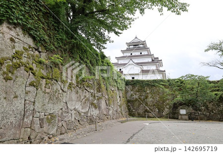 福島県会津若松市にある会津若松城の天守閣の遠景 142695719