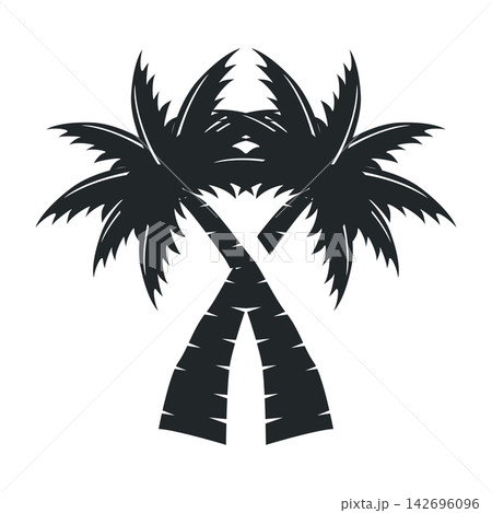 concept with summer beach with palm trees, ocean and sunset beach summer illustration template concept with summer beach with palm trees, ocean and sunset beach summer illustration template 142696096