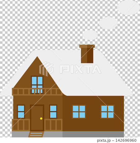 雪が積もった山小屋 雪が積もった山小屋 142696960