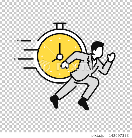 Simple vector illustration icon of a businessman and a clock, ready to respond quickly on the same day. Simple vector illustration icon of a businessman and a clock, ready to respond quickly on the same day. 142697358