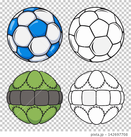 The image shows a set of four vector illustrations of sports balls The image shows a set of four vector illustrations of sports balls 142697708