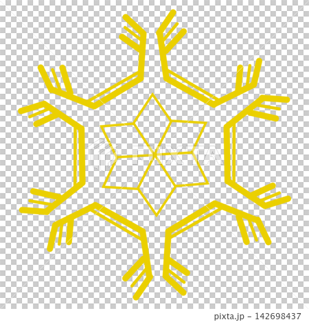 黄色の星のような形の雪の結晶 142698437