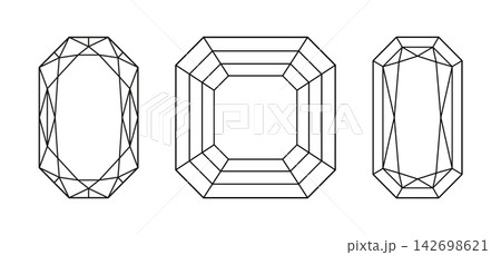 Diamond Radiant, Asscher, Phoenix Radiant cut shapes. Brilliant Phoenix Radiant, Asscher, Radiant cut patterns. Gemstone outline icons for jewellery design, branding, logo. Diamond Radiant, Asscher, Phoenix Radiant cut shapes. Brilliant Phoenix Radiant, Asscher, Radiant cut patterns. Gemstone outline icons for jewellery design, branding, logo. 142698621