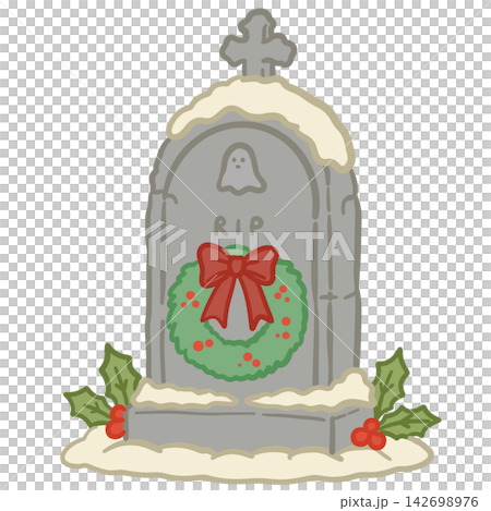 Cute Christmas Graveyard Tombstone With Festive Wreath Red Bow Holly Berries Snow Cozy Spooky Holiday Winter Cemetery Illustration Cute Christmas Graveyard Tombstone With Festive Wreath Red Bow Holly Berries Snow Cozy Spooky Holiday Winter Cemetery Illustration 142698976