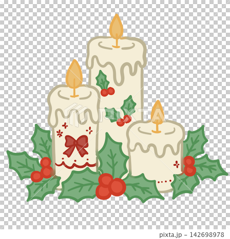 Cozy Christmas Candle Trio With Holly Berries Red Bow and Glowing Flames Vintage Holiday Winter Botanical Decoration Illustration Cozy Christmas Candle Trio With Holly Berries Red Bow and Glowing Flames Vintage Holiday Winter Botanical Decoration Illustration 142698978