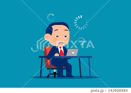 Tired businessman at work. Bored office worker procrastinating behind his desk 142698984