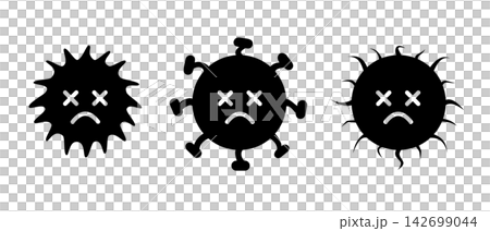 A set of character materials depicting viruses and germs weakened by disinfection, sterilization, and sanitization. A set of character materials depicting viruses and germs weakened by disinfection, sterilization, and sanitization. 142699044