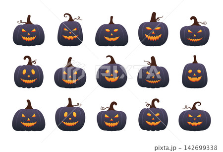 Halloween Jack-o-Lantern Dark Pumpkin Set Halloween Jack-o-Lantern Dark Pumpkin Set 142699338