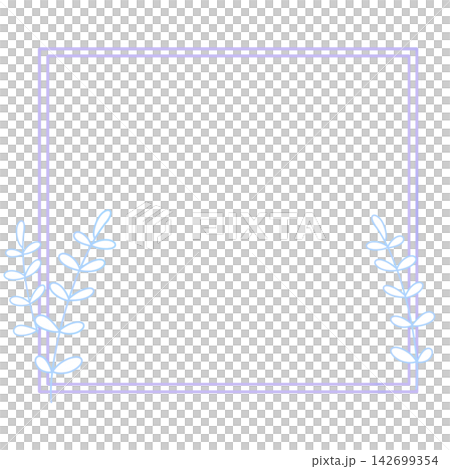 Double square frame with botanical leaf design (light blue) 142699354