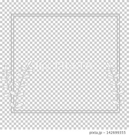 Botanical leaf double square frame (white) Botanical leaf double square frame (white) 142699355
