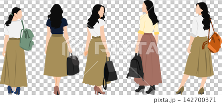 一個背著背包的女人的插圖 一個背著背包的女人的插圖 142700371