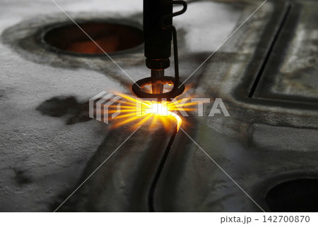 CNC Laser cutting of metal, modern industrial technology. CNC Laser cutting of metal, modern industrial technology. 142700870