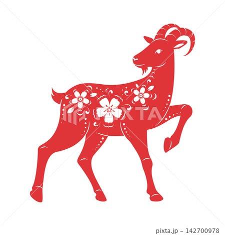 Red goat silhouette  142700978